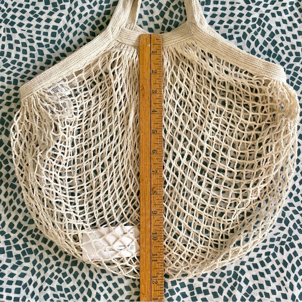 NWT H&M Natural Cotton Mesh Net Market Tote Bag Cream Eco conscious Shopping - Picture 5 of 8